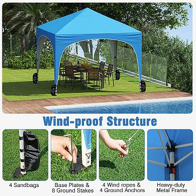 Costway 10 X 10 FT Pop up Canopy Tent Outdoor Easy Setup Sunshade with Wheeled Bag