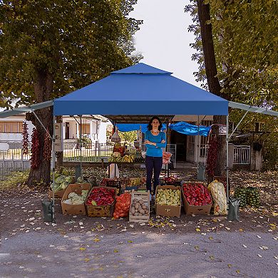 Costway 10' x 17.6' Outdoor Instant Pop-up Canopy Tent Dual Half Awnings Adjust Patio