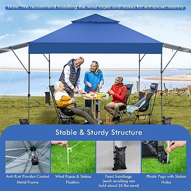 Costway 10' x 17.6' Outdoor Instant Pop-up Canopy Tent Dual Half Awnings Adjust Patio