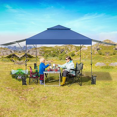 Costway 10' x 17.6' Outdoor Instant Pop-up Canopy Tent Dual Half Awnings Adjust Patio