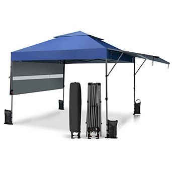 Costway 10' x 17.6' Outdoor Instant Pop-up Canopy Tent Dual Half Awnings Adjust Patio