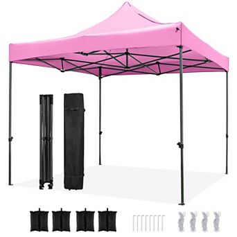 Costway 10 x 10 FT Outdoor Pop up Canopy Tent with Wheeled Bag, 4 Sandbags, Stake & Ropes