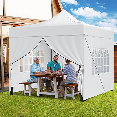 Costway 10 x 10 FT Pop up Canopy Tent with 4 Removable Sidewalls, Wheeled Bag, Sandbags