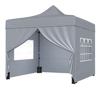 Costway 10 x 10 FT Pop up Canopy Tent with 4 Removable Sidewalls, Wheeled Bag, Sandbags