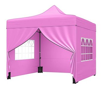 Costway 10 x 10 FT Pop up Canopy Tent with 4 Removable Sidewalls, Wheeled Bag, Sandbags
