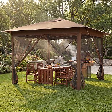 Costway 11.5 X 11.5 FT Easy Pop-up Canopy with Mesh Screen Netting, Air Vent, 4 Doors, Bag