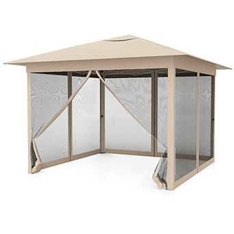Costway 11.5 X 11.5 FT Easy Pop-up Canopy with Mesh Screen Netting, Air Vent, 4 Doors, Bag