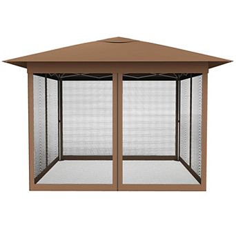 Costway 11.5 X 11.5 FT Easy Pop-up Canopy with Mesh Screen Netting, Air Vent, 4 Doors, Bag