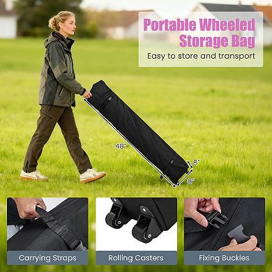 Costway 6.5 x 6.5 FT Pop up Canopy Tent with 4 Sidewalls, Wheeled Bag, 4 Sandbags, 8 Stakes