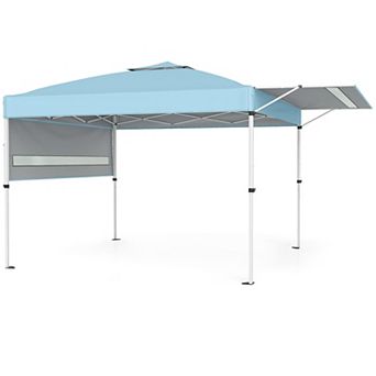 Costway 10x17 FT Pop Up Canopy Tent with Dual Adjustable Awnings, Silver-Coated Fabric