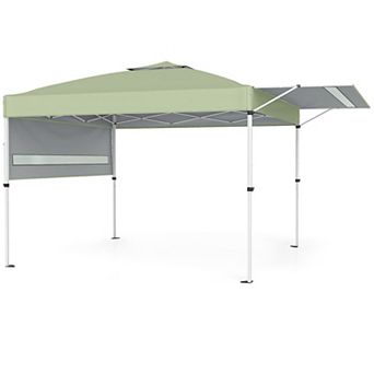 Costway 10x17 FT Pop Up Canopy Tent with Dual Adjustable Awnings, Silver-Coated Fabric