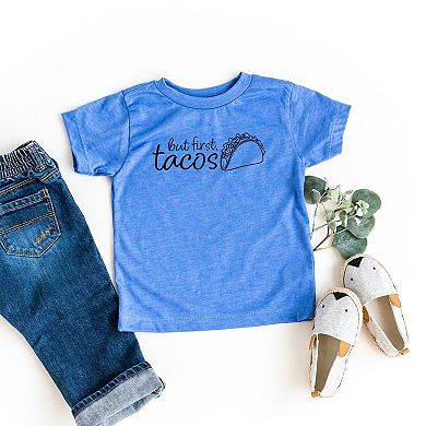 The Juniper Shop But First, Tacos Outline Toddler Short Sleeve Tee