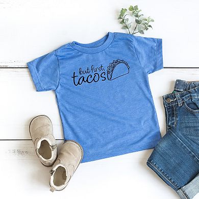 The Juniper Shop But First, Tacos Outline Toddler Short Sleeve Tee