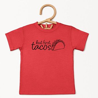 The Juniper Shop But First, Tacos Outline Toddler Short Sleeve Tee