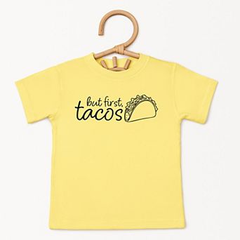 The Juniper Shop But First, Tacos Outline Toddler Short Sleeve Tee