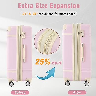 4 Piece Luggage Set, 20" 24" 28" Lightweight Hardshell Spinner Luggage for Travel
