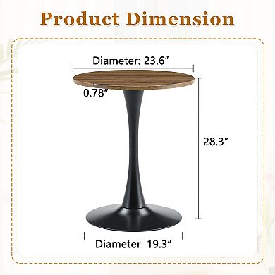23.6" Mid Century Modern Tulip Dining Table, Round Pedestal, Bistro Kitchen Table for Small Spaces