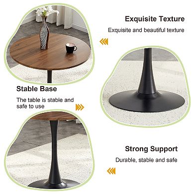 Loheer Modern Round Casual Dining Table, 31.5" Circular Kitchenette Dinette Table