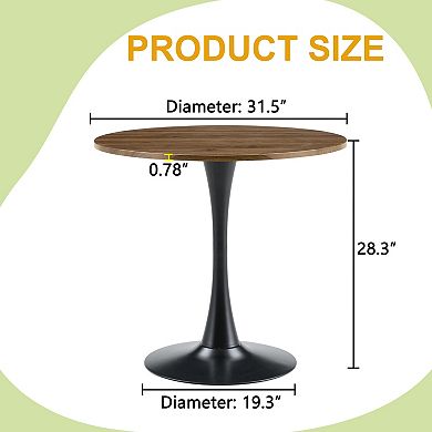 Loheer Modern Round Casual Dining Table, 31.5" Circular Kitchenette Dinette Table