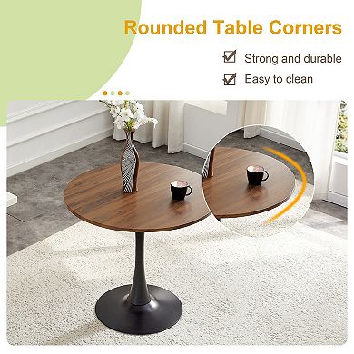 Loheer Modern Round Casual Dining Table, 31.5" Circular Kitchenette Dinette Table