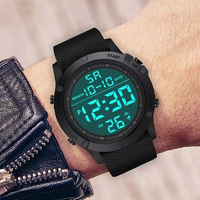 Men Waterproof Digital Sports Watch, Wristwatch with LED Backlight