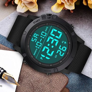 Men Waterproof Digital Sports Watch, Wristwatch with LED Backlight