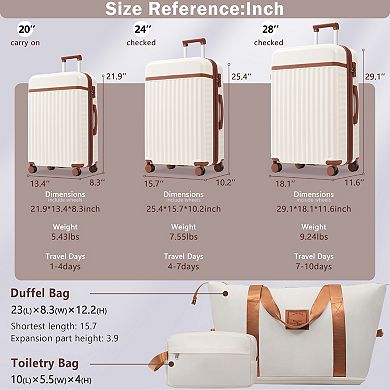 Luggage Set 5 Piece, Expandable Luggage Spinner Wheels with TSA Lock
