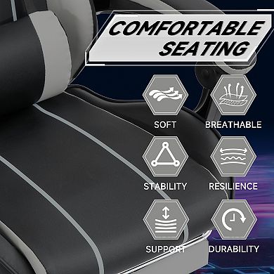 Loheer High Back PC Gaming Swivel Chair with Lumbar Massage and Footrest