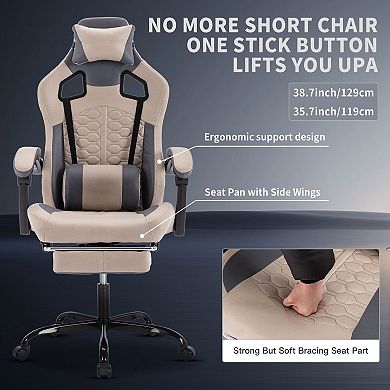 Loheer Ergonomic PC Gaming Chair with with Footrest Comfortable Headrest and Lumbar Support, 300LBS