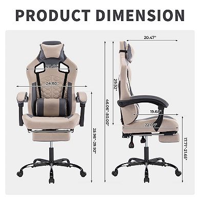 Loheer Ergonomic PC Gaming Chair with with Footrest Comfortable Headrest and Lumbar Support, 300LBS