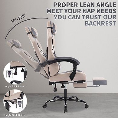 Loheer Ergonomic PC Gaming Chair with with Footrest Comfortable Headrest and Lumbar Support, 300LBS