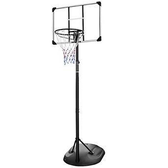 Portable Adjustable Basketball Hoop 7.5-9.2ft, 32" Backboard with Wheels, Indoor Outdoor Goal