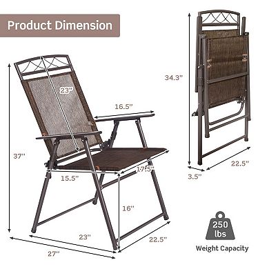 Patio Folding Sling Chairs Set of 4 with Steel Frame for Deck and Camping
