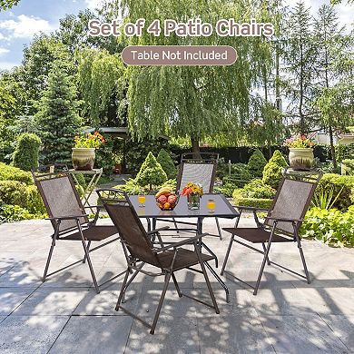Patio Folding Sling Chairs Set of 4 with Steel Frame for Deck and Camping