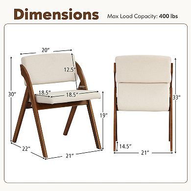 Folding Dining Chairs Set of 2 with Padded Seat and Rubber Wood Legs