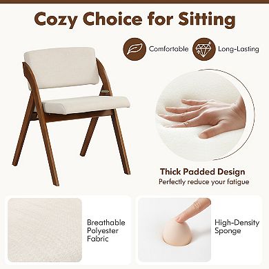 Folding Dining Chairs Set of 2 with Padded Seat and Rubber Wood Legs