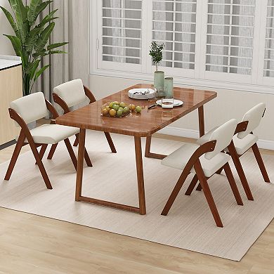 Folding Dining Chairs Set of 2 with Padded Seat and Rubber Wood Legs