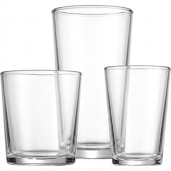 12 pc Drinking Glass Set, Mixed Highball, Rocks & Juice Glasses for Beverages