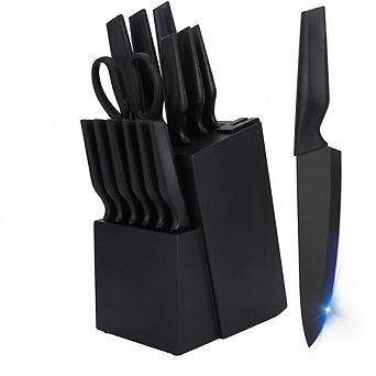 14 pc Kitchen Knife Set with Knife Block and Self-Sharpening High-Carbon Steel Knives