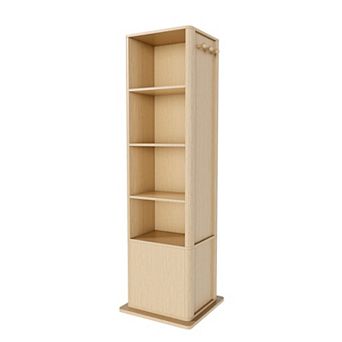 Merax Rotating Makeup Cabinet, Jewelry Cabinet With A Full-length Mirror, Standing Storage Cabinet