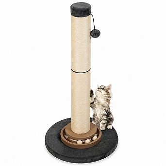 Petsfit Heavy Duty Cat Scratcher Tree 35 in Tall Sisal Ropes Hanging Ball Interactive Mouse Toy