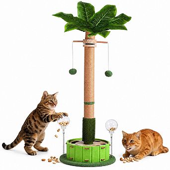 Nicate Multi Cat Scratcher Post Auto Teaser Wand Rotating Balls Rope