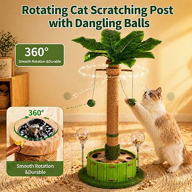 Nicate Multi Cat Scratcher Post Auto Teaser Wand Rotating Balls Rope