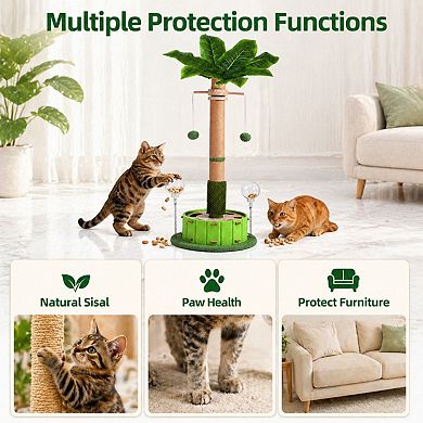 Nicate Multi Cat Scratcher Post Auto Teaser Wand Rotating Balls Rope