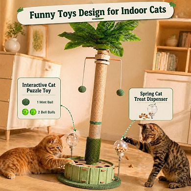 Nicate Multi Cat Scratcher Post Auto Teaser Wand Rotating Balls Rope
