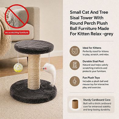 Nicate Small Sisal Scratcher Tower Hanging Balls Activity Center Climbing