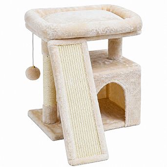 Petsfit Small Cat Tree Tower with Scratching Board Condo Perch Stable Indoor Kitten Bed