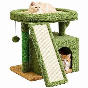 Petsfit Small Cat Tree Tower with Scratching Board Condo Perch Stable Indoor Kitten Bed