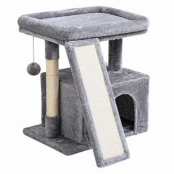 Petsfit Small Cat Tree Tower with Scratching Board Condo Perch Stable Indoor Kitten Bed