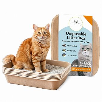 Nicate Disposable Cat Litter Box 6 Count Durable Portable Odor Control Recyclable Pet Safe